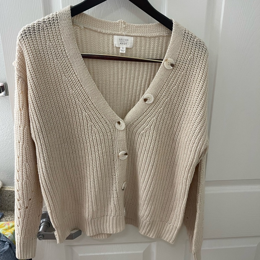 Beige Button-Up Cardigan - Picture 1 of 5